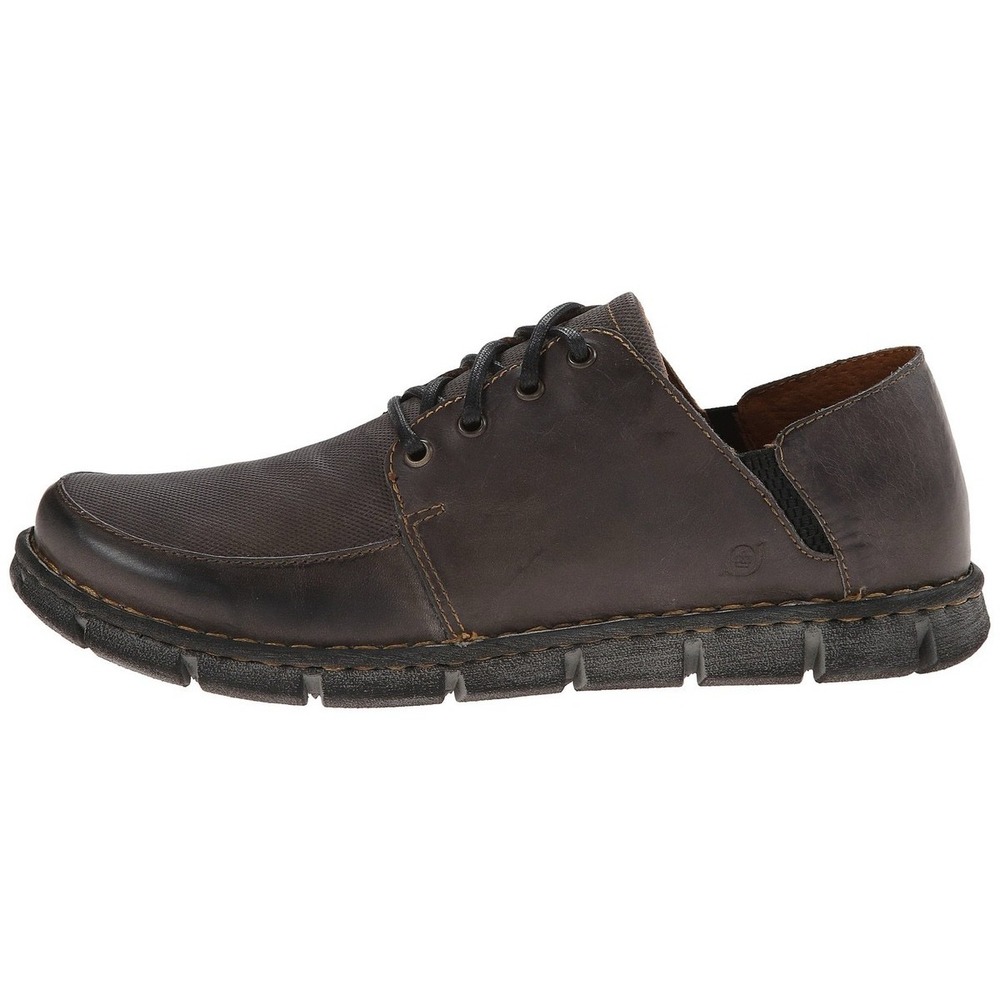 Born Mens‎ Hemlock Brown Leather Fabric Oxford Shoes H20249 Size 9.5